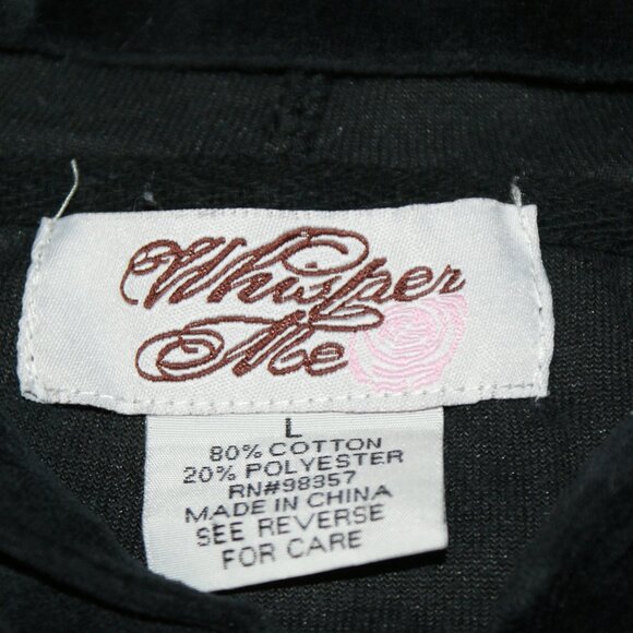Zippered Hoody Velviteen Black Jacket Size L by Whisper Me - Picture 4 of 14